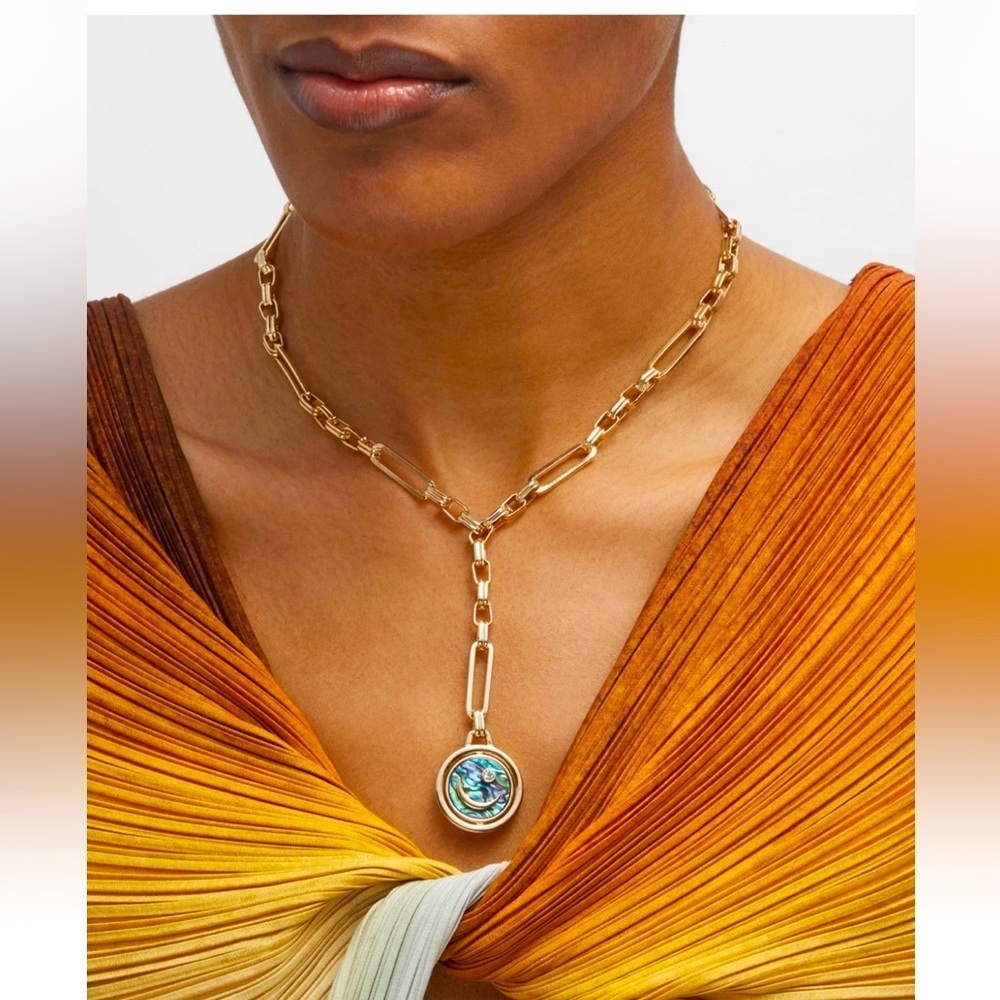 Mignonne Gavigan LUNA Charm Necklace 14K gold Plated  Pearl Boho Crystal NWT